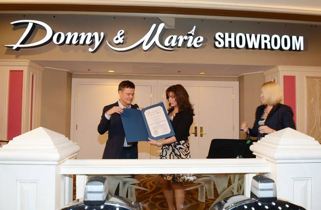 Donny Osmond and Marie Osmond announce the renaming of their showroom to Donny & Marie Showroom at Flamingo Las Vegas on Wednesday, Oct. 2, 2013.