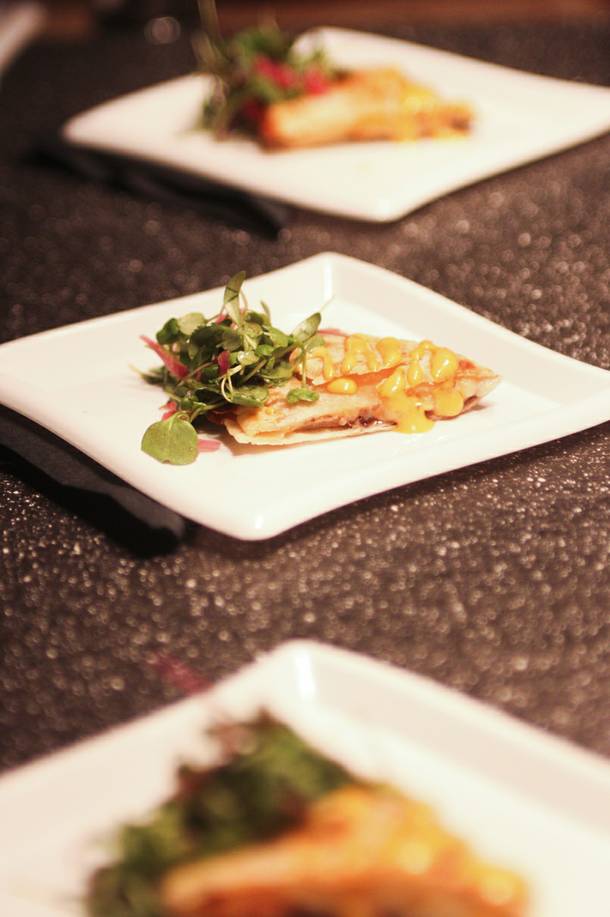 Seafood Quesadilla were offered to guest at the T&T, Tacos & Tequila, table during the Epicurean Charitable Foundations M.E.N.U.S. (Mentoring & Educating Nevadas Upcoming Students) fundraising event at the Luxor Oasis Pool on Friday, Oct. 4, 2013.