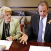 Las Vegas Mayor Carolyn Goodman, left, and North Las Vegas Mayor John Lee speak during an editorial board meeting at the Las Vegas Sun in Henderson on Thursday, October 10, 2013. Las Vegas Mayor Carolyn Goodman, left, and North Las Vegas Mayor John Lee speak during an editorial board meeting at the Las Vegas Sun in Henderson on Thursday, October 10, 2013.