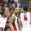 UNLV players celebrate after forward Christian Wood was fouled by Illinois during their game Tuesday, Nov. 26, 2013 at the Thomas & Mack Center. UNLV players celebrate after forward Christian Wood was fouled by Illinois during their game Tuesday, Nov. 26, 2013 at the Thomas & Mack Center.