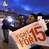 Photo: Demonstrators rally for better wages outside a McD Photo: Demonstrators rally for better wages outside a McD