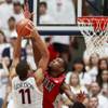 UNLV forward Roscoe Smith defends a shot by Arizona forward Aaron Gordon during the first half of their game at the McKale Center in Tucson Saturday, Dec. 7, 2013. UNLV forward Roscoe Smith defends a shot by Arizona forward Aaron Gordon during the first half of their game at the McKale Center in Tucson Saturday, Dec. 7, 2013.