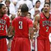 UNLV forward Khem Birch reacts after picking up his third foul in the first half of their game against Arizona at the McKale Center in Tucson Saturday, Dec. 7, 2013. Arizona won the game 63-58. UNLV forward Khem Birch reacts after picking up his third foul in the first half of their game against Arizona at the McKale Center in Tucson Saturday, Dec. 7, 2013. Arizona won the game 63-58.