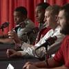 UNLV coach Bobby Hauck, second from right, and players (from left) Kenneth Penny, Caleb Herring and Brett Boyko answer questions about the Heart of Dallas Bowl at the Rebels' press conference on Monday, Dec. 9, 2013. UNLV coach Bobby Hauck, second from right, and players (from left) Kenneth Penny, Caleb Herring and Brett Boyko answer questions about the Heart of Dallas Bowl at the Rebels' press conference on Monday, Dec. 9, 2013.