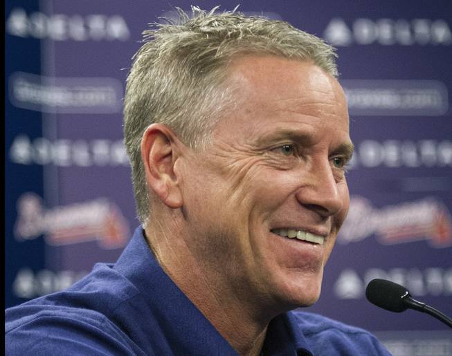 Former Atlanta Braves player Tom Glavine speaks with members of the media during a news conference at Turner Field after being elected to the baseball's Hall of Fame on Wednesday, Jan. 8, 2014, in Atlanta. Also elected were former Braves teammate Greg Maddux and Frank Thomas, who will all join managers Bobby Cox, Joe Torre, and Tony La Russa in the next induction.