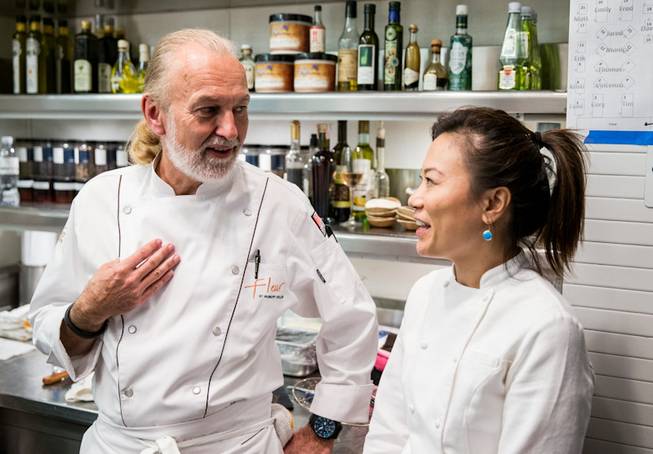 Hubert Keller and Shirley Chung at Chefs to the Max, a fundraising dinner for food critic Max Jacobson, at Rx Boiler Room on Sunday, Jan. 19, 2014, in Mandalay Place.