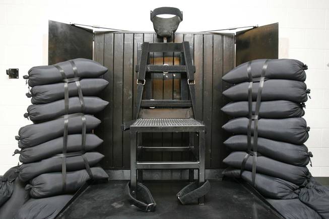 This June 18, 2010, file photo shows the firing squad execution chamber at the Utah State Prison in Draper, Utah. With lethal-injection drugs in short supply and new questions looming about their effectiveness, lawmakers in some death penalty states are considering bringing back relics of a more gruesome past, including firing squads.