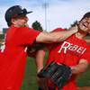 Brothers and UNLV baseball players Patrick, left, and Joey Armstrong horse around while having their photo taken during a media availability day Tuesday, Feb. 11, 2014. Brothers and UNLV baseball players Patrick, left, and Joey Armstrong horse around while having their photo taken during a media availability day Tuesday, Feb. 11, 2014.