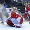 Russia goaltender Semyon Varlamov turns to find the puck as Finland scores a goal in the firsts period of a men's ice hockey game at the 2014 Winter Olympics, Wednesday, Feb. 19, 2014, in Sochi, Russia. Finland won 3-1. Russia goaltender Semyon Varlamov turns to find the puck as Finland scores a goal in the firsts period of a men's ice hockey game at the 2014 Winter Olympics, Wednesday, Feb. 19, 2014, in Sochi, Russia. Finland won 3-1.