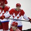 Russia defenseman Andrei Markov, left, and forward Pavel Datsyuk react after Russia lost 3-1 to Finland in a men's quarterfinal ice hockey game at the 2014 Winter Olympics, Wednesday, Feb. 19, 2014, in Sochi, Russia. Russia defenseman Andrei Markov, left, and forward Pavel Datsyuk react after Russia lost 3-1 to Finland in a men's quarterfinal ice hockey game at the 2014 Winter Olympics, Wednesday, Feb. 19, 2014, in Sochi, Russia.