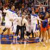 Boise State celebrates after a video review reveals the Broncos had won an NCAA college basketball game against UNLV in Boise, Idaho, on Saturday, Feb. 22, 2014. Boise State won 91-90 in overtime. Boise State celebrates after a video review reveals the Broncos had won an NCAA college basketball game against UNLV in Boise, Idaho, on Saturday, Feb. 22, 2014. Boise State won 91-90 in overtime.