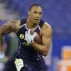 Photo: UNLV running back Tim Cornett runs a drill at the Photo: UNLV running back Tim Cornett runs a drill at the