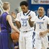 Photo: Shaquile Carr, center, celebrates after forcing a Photo: Shaquile Carr, center, celebrates after forcing a