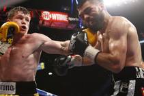 Canelo Alvarez, left, connects on Alfredo Angulo, both of Mexico, during their super-welterweight fight Saturday, March 8, 2014, at MGM Grand Garden Arena Canelo Alvarez, left, connects on Alfredo Angulo, both of Mexico, during their super-welterweight fight Saturday, March 8, 2014, at MGM Grand Garden Arena