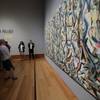 Photo: Members of the media preview Jackson Pollock's “ Photo: Members of the media preview Jackson Pollock's “