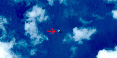 In this March 9, 2014, satellite image seen on the website of the Chinese State Administration of Science, Technology and Industry for National Defense, floating objects are seen at sea next to the red arrow which was added by the source.