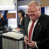 Photo: Mayor Rob Ford laughs during a commercial break as Photo: Mayor Rob Ford laughs during a commercial break as