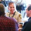 Photo: Metro officer Rebecca Mauga talks with Dallas Smit Photo: Metro officer Rebecca Mauga talks with Dallas Smit