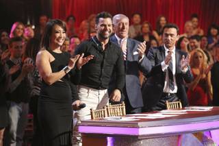 Judges Carrie Ann Inaba, Ricky Martin (guest judge), Len Goodman and Bruno Tonioli on Season 18 of ABC’s “Dancing With the Stars” on Monday, April 28, 2014.