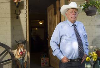 Rancher Cliven Bundy poses at his ranch house near Bunkerville, Sunday, May 4, 2014.
