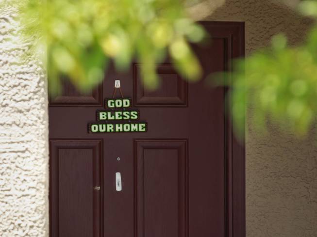 This is the front door on a house in the 9200 block of Wittig Avenue where an occupant shot and wounded a person who was mistakenly knocking on the door Thursday, June 5, 2014, according to Metro Police.