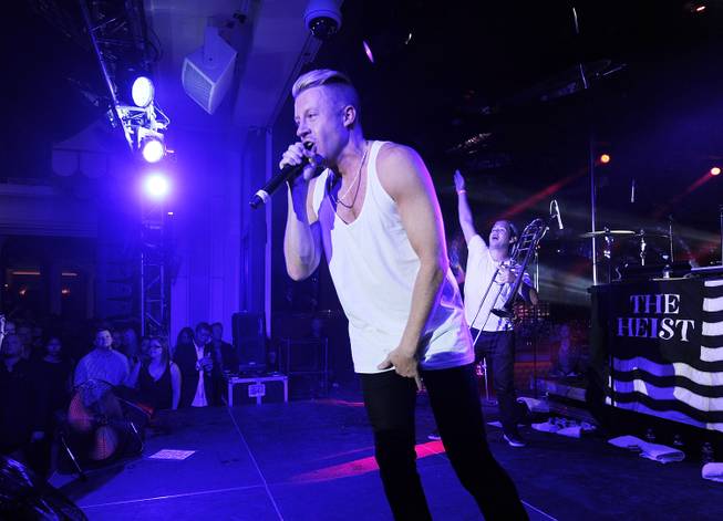 Macklemore performs during Surrender and Encore Beach Club’s fourth-anniversary celebration early Thursday, June 5, 2014, in Encore Las Vegas.