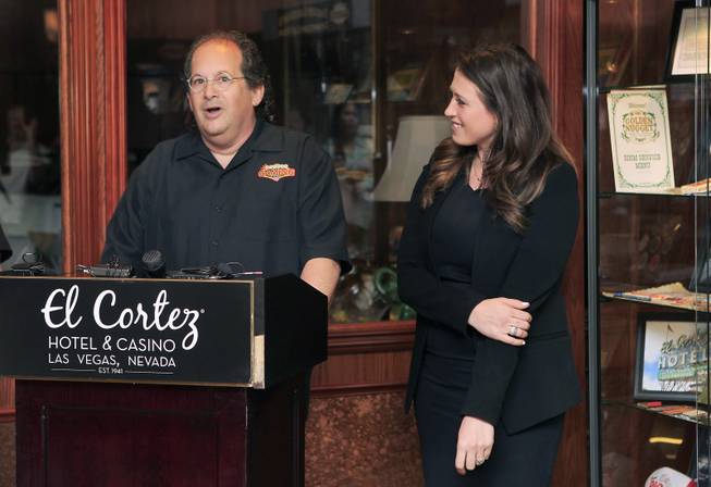 Neal Silverman and Alexandria Epstein welcome all to the El Cortez Hotel & Casino premiere of the Jackie Gaughan memorial exhibit titled Jackie Gaughans Downtown as seen through Gaming Memorabilia" on Tuesday, June 17, 2014. Silverman is a Museum of Gaming History board of director's member and Epstein is the El Cortez Hotel & Casino's executive vice president.