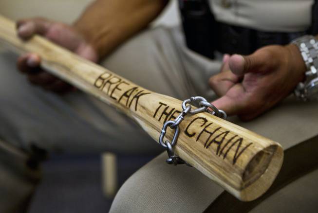 Capt. Will Scott of the Las Vegas Metro Police Department is in charge of the Bolden Area Command, a local neighborhood with some community challenges on Thursday, June 5, 2014. A leadership philosophy of his is to "break the chain" of of crime and poverty, leading by example that there's a better way.