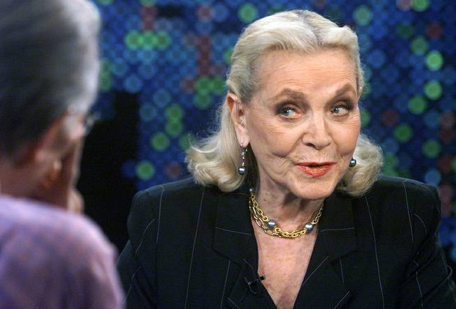 Actress Lauren Bacall speaks during a taped interview with talk show host Larry King on the CNN program "Larry King Live", at the CNN studios in Los Angeles March 16, 2005. The program, set for telecast, Friday, May 6, 2005, features Bacall discussing her career and her new book "Lauren Bacall By Myself and Then Some."