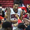 UNLV guard Rashad Vaughn celebrates atop the crowd after defeating Arizona 71-67 on Tuesday, Dec. 23, 2014, at the Thomas & Mack Center. UNLV guard Rashad Vaughn celebrates atop the crowd after defeating Arizona 71-67 on Tuesday, Dec. 23, 2014, at the Thomas & Mack Center.