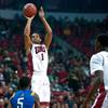 UNLV guard Rashad Vaughn (1) gets off a jump shot over SJS guard Darryl Gaynor II (5) during their basketball game at the Thomas & Mack Center on Saturday, January 10, 2015. L.E. Baskow. UNLV guard Rashad Vaughn (1) gets off a jump shot over SJS guard Darryl Gaynor II (5) during their basketball game at the Thomas & Mack Center on Saturday, January 10, 2015. L.E. Baskow.