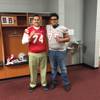 Bishop Gorman High linemen Julio Garcia II and Jaron Caldwell take a photo in UNLV jerseys during an unofficial visit to campus Feb. 28, 2015. Both 2016 prospects committed. Bishop Gorman High linemen Julio Garcia II and Jaron Caldwell take a photo in UNLV jerseys during an unofficial visit to campus Feb. 28, 2015. Both 2016 prospects committed.
