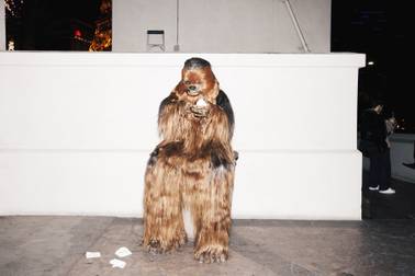 In a surreal world with Chewbacca snacking on fro-yo