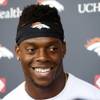 Denver Broncos linebacker Brandon Marshall jokes with reporters at the team's training camp Thursday, Aug. 6, 2015, in Englewood, Colo. Denver Broncos linebacker Brandon Marshall jokes with reporters at the team's training camp Thursday, Aug. 6, 2015, in Englewood, Colo.