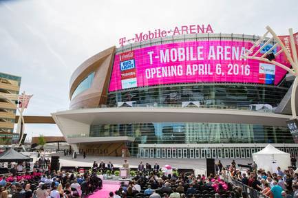 Officials host a news conference Wednesday, April 6, 2016, during opening day of T-Mobile Arena on the Las Vegas Strip.