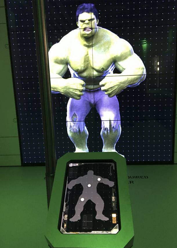 Hulk station at the Marvel’s Avengers STATION, an immersive exhibit that takes visitors on a journey through the Avengers superhero franchise, Tuesday, June 14, 2016, at Treasure Island.