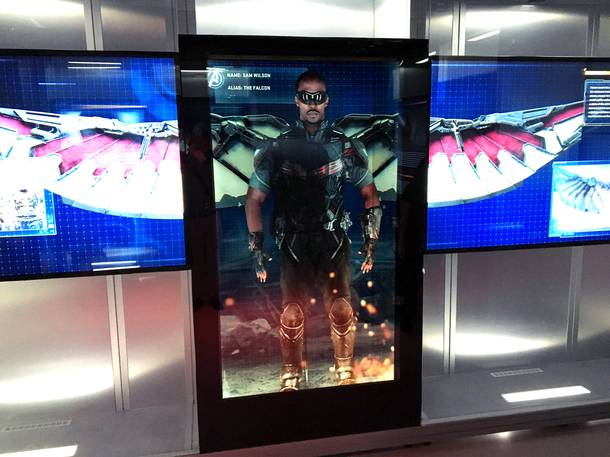 The Falcon display at the Marvel’s Avengers STATION, an immersive exhibit that takes visitors on a journey through the Avengers superhero franchise, Tuesday, June 14, 2016, at Treasure Island.