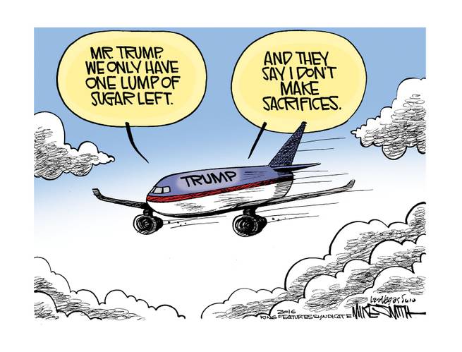 Scene:  Trump's plane.  Attendant says, 