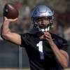 UNLV QB Armani Rogers looks to his receiver during UNLV's first spring practice of the year on Wednesday, March 1, 2017. UNLV QB Armani Rogers looks to his receiver during UNLV's first spring practice of the year on Wednesday, March 1, 2017.