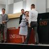 UNLV School of Medicine Vice Dean Ellen Cosgrove greets students during a stethoscope ceremony by UNLV School of Medicine for its inaugural class of medical students at the Student Union on July 17, 2017. 60 students were honored and presented with stethoscopes donated by Constantine George, MD. UNLV School of Medicine Vice Dean Ellen Cosgrove greets students during a stethoscope ceremony by UNLV School of Medicine for its inaugural class of medical students at the Student Union on July 17, 2017. 60 students were honored and presented with stethoscopes donated by Constantine George, MD.