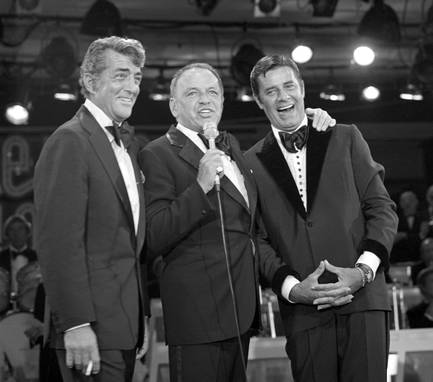 Frank Sinatra reunites Jerry Lewis and Dean Martin during the Jerry Lewis MDA Labor Day Telethon Sept. 5, 1976 at the Sahara in Las Vegas.