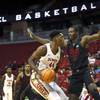 Cheickna Dembele (11), right, defends against Brandon McCoy (44) during the UNLV basketball Scarlet & Gray Showcase at the Thomas & Mack Center in Las Vegas Wednesday, Oct. 18, 2017. Cheickna Dembele (11), right, defends against Brandon McCoy (44) during the UNLV basketball Scarlet & Gray Showcase at the Thomas & Mack Center in Las Vegas Wednesday, Oct. 18, 2017.