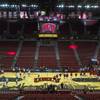 UNLV players warm up on their newly-designed court as they face Prairie View A&M at the Thomas & Mack Center on Wednesday, Nov. 15, 2017. UNLV players warm up on their newly-designed court as they face Prairie View A&M at the Thomas & Mack Center on Wednesday, Nov. 15, 2017.