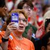Photo: A supporter of gun control reform records a panel Photo: A supporter of gun control reform records a panel