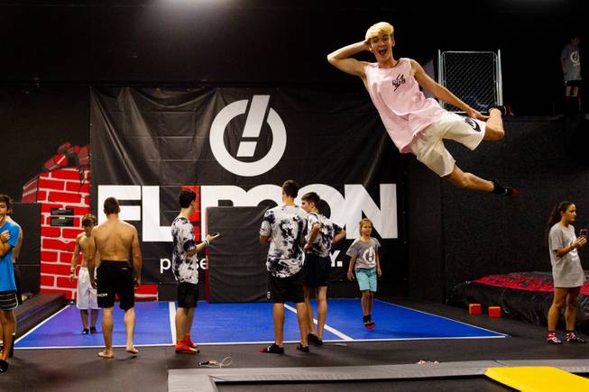 Youtuber Tanner Braungardt poses for a photo during the second annual FlipCon event sponsored by Circus Trix at their park Gravady in Las Vegas, Monday, 23, 2018. FlipCon invites influencers from all over the U.S. to participate in SuperTramp activities to produce content for their fan base and to network with fellow influencers.