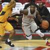 UNLV Rebels guard Amauri Hardy (3) is defended by Valparaiso Crusaders guard Deion Lavender (2) during their game Wednesday, November 28, 2018, at the Thomas & Mack Center in Las Vegas. UNLV Rebels guard Amauri Hardy (3) is defended by Valparaiso Crusaders guard Deion Lavender (2) during their game Wednesday, November 28, 2018, at the Thomas & Mack Center in Las Vegas.
