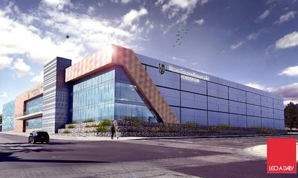 An artist's rendering of the Vegas Golden Knights ice skating center planned for downtown Henderson.