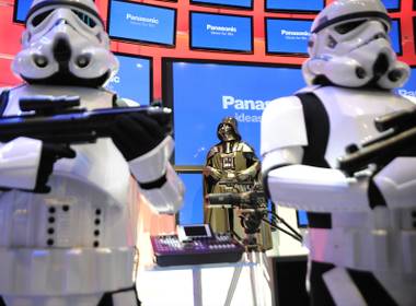 In this photograph taken by AP Images for Panasonic, Darth Vader arrives to help announce the upcoming release of Star Wars: The Complete Saga on Blu-ray at the Panasonic CES 2011 booth in Las Vegas on Thursday, Jan. 6,&nbsp;2011.