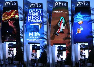 The new oversized marquee at Aria.