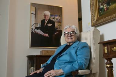 Selma Bartlett, sitting in her Henderson home, was one of the first female banking officers in Nevada and the state’s first female branch manager.